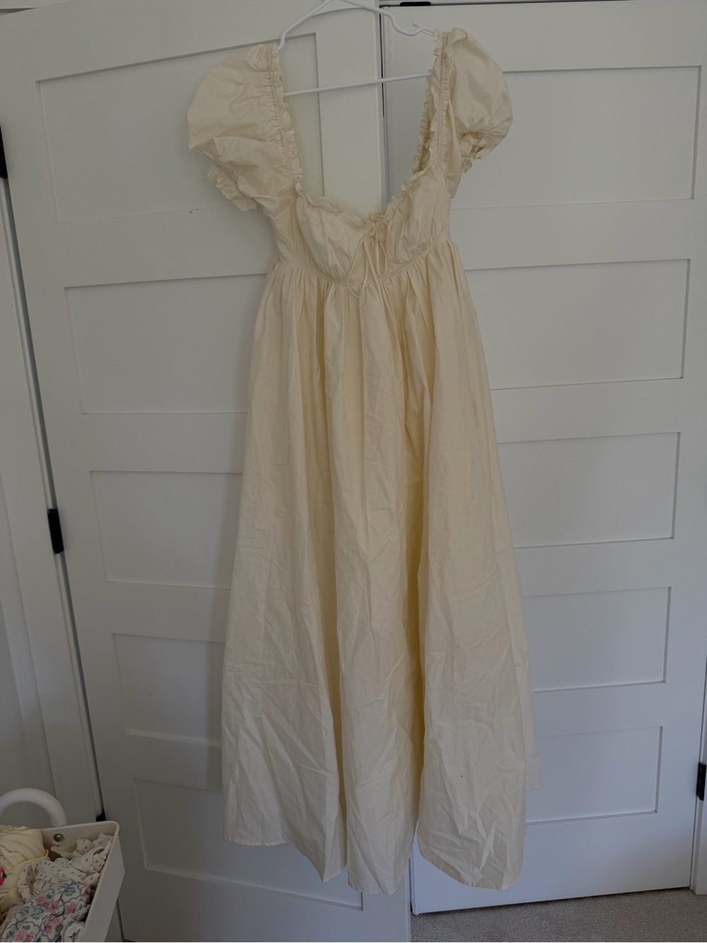 Cream Puff Sleeve Maxi Dress - Romantic Empire Waist